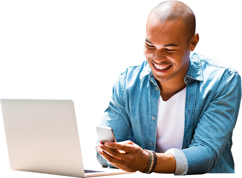 ContactUs-heroman man with phone and laptop